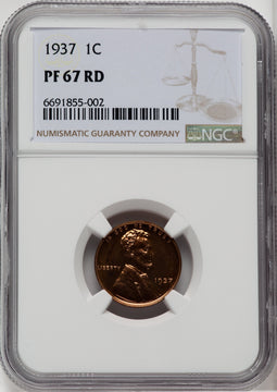 1937 1C RD Proof Lincoln Cent NGC PR67