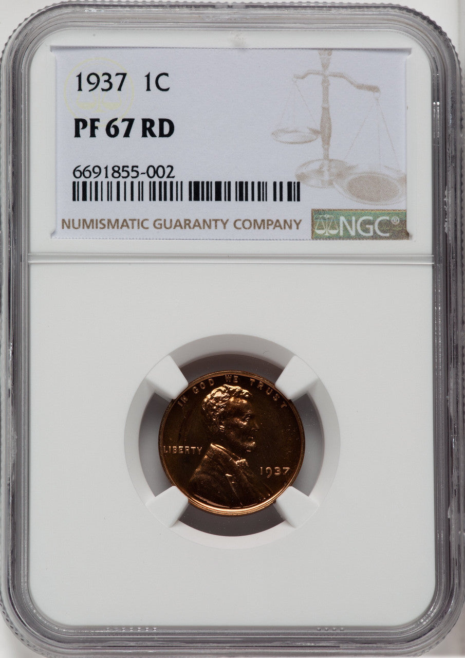 1937 1C RD Proof Lincoln Cent NGC PR67