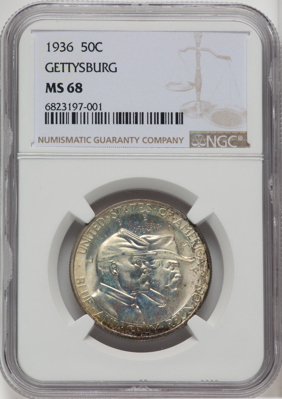 1936 50C Gettysburg Commemorative Silver NGC MS68