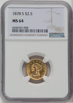 1878-S $2.50 Liberty Quarter Eagle NGC MS64