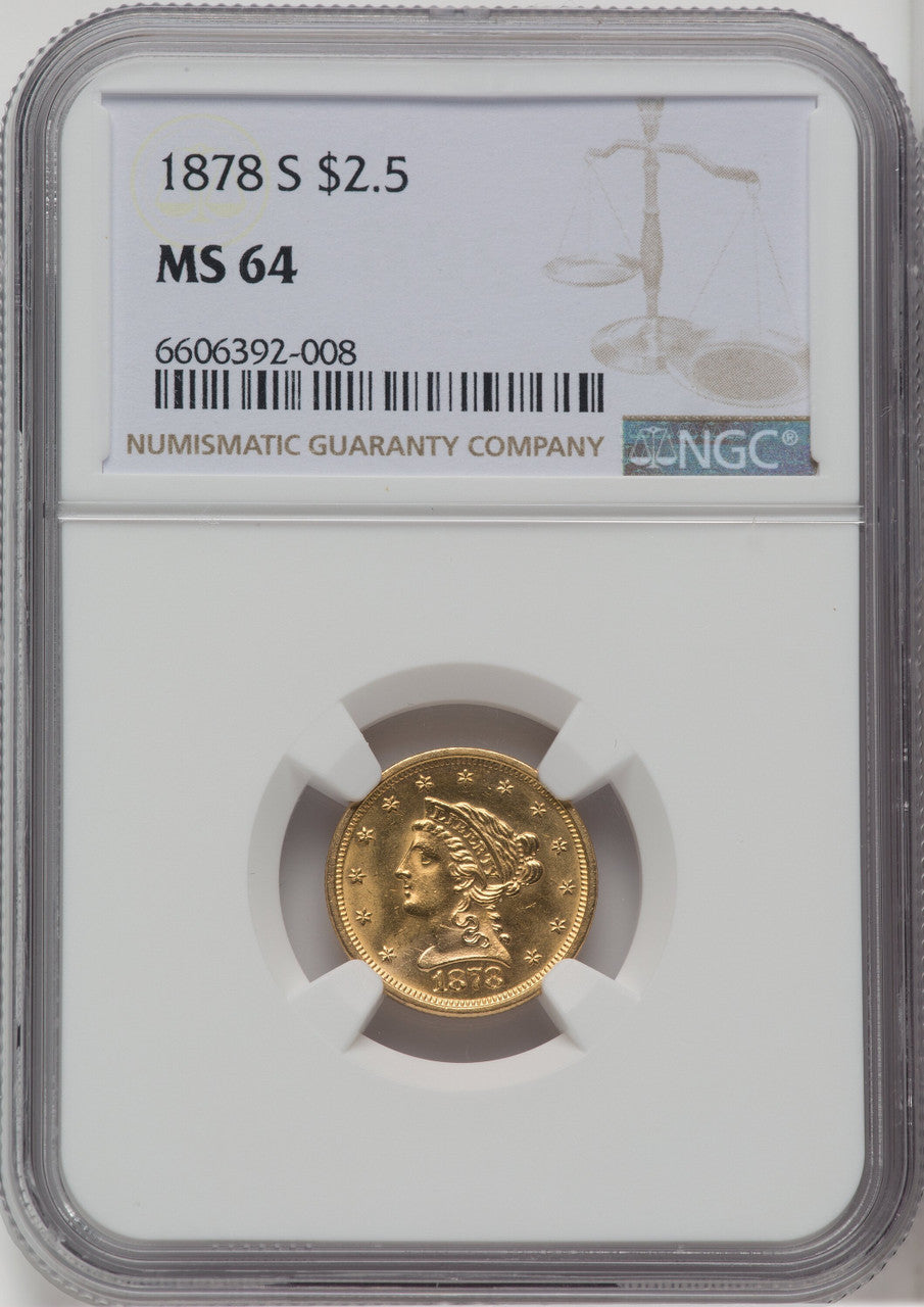 1878-S $2.50 Liberty Quarter Eagle NGC MS64
