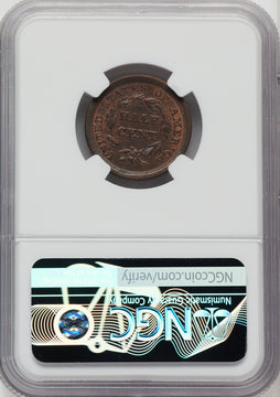 1857 1/2 C C-1 RB Half Cent NGC MS65