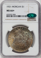 1921 $1 Morgan CAC Morgan Dollar NGC MS66+