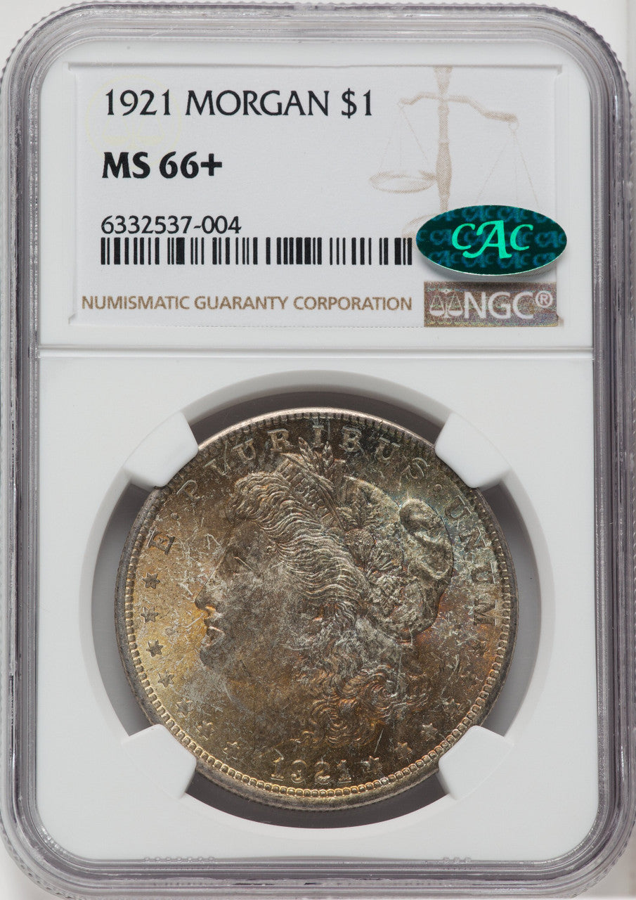 1921 $1 Morgan CAC Morgan Dollar NGC MS66+
