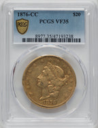 1876-CC $20 Liberty Double Eagle PCGS VF35