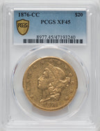 1876-CC $20 Liberty Double Eagle PCGS XF45