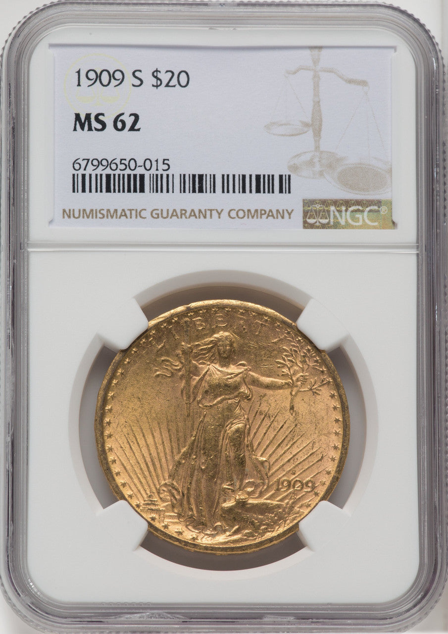 1909-S $20 Saint-Gaudens Double Eagle NGC MS62 (171365024)