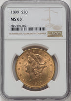1899 $20 Liberty Double Eagle NGC MS63 (171384267)
