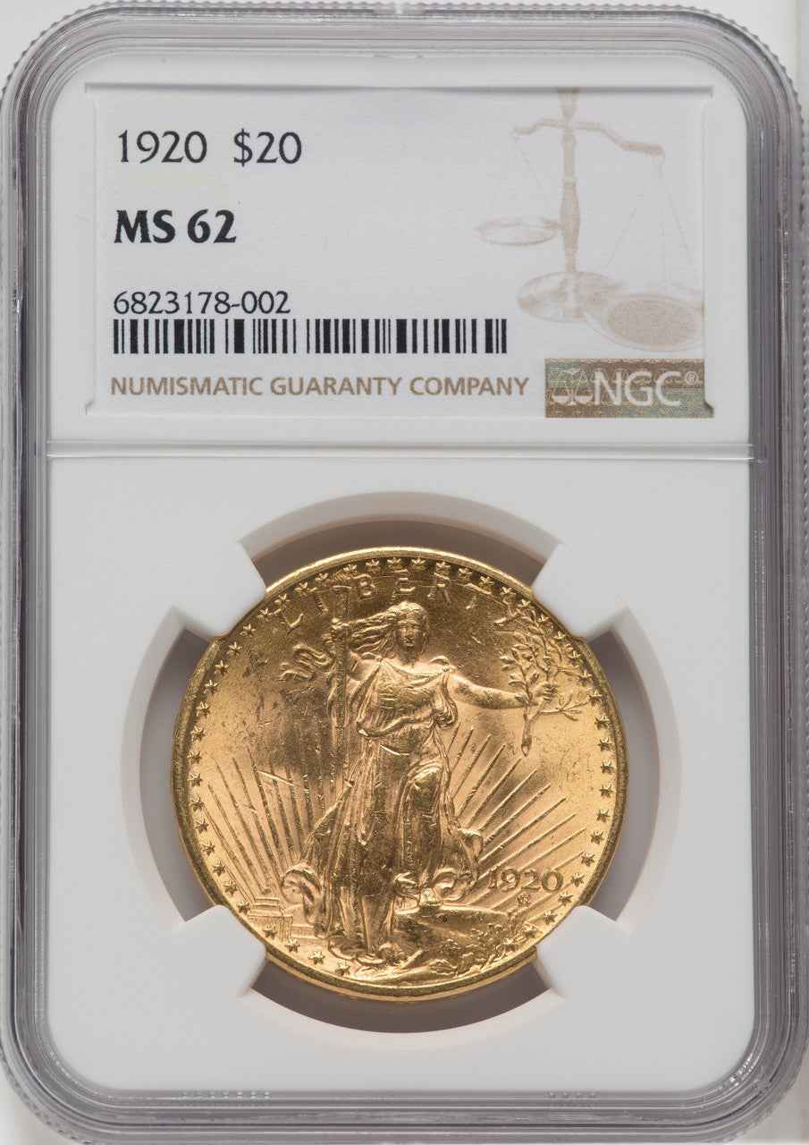 1920 $20 Saint-Gaudens Double Eagle NGC MS62 (762695017)