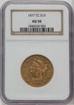1877-CC $10 Liberty Eagle NGC AU50