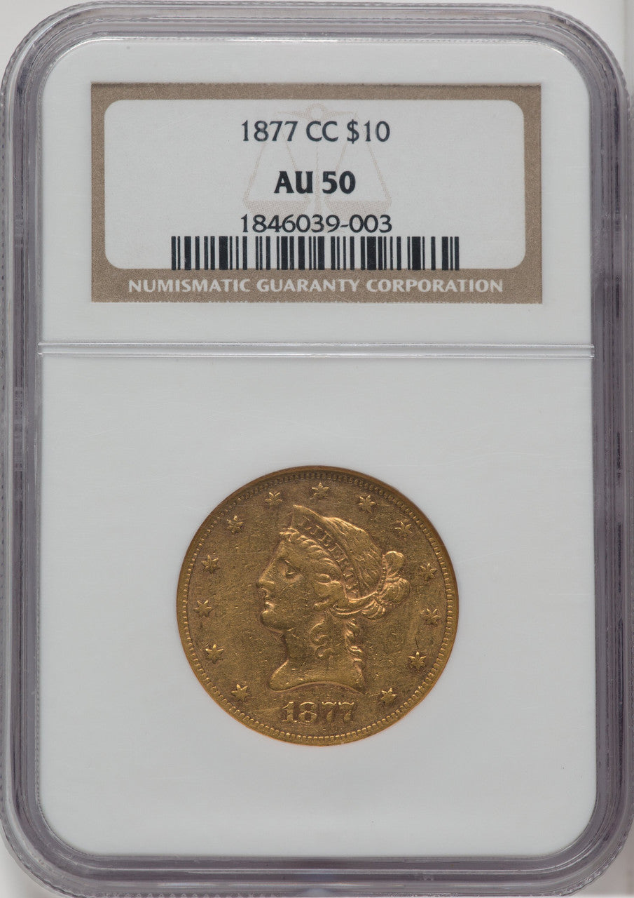 1877-CC $10 Liberty Eagle NGC AU50