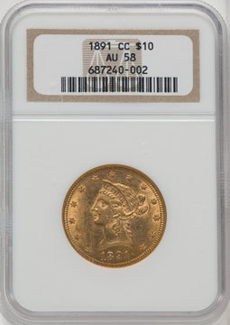 1891-CC $10 Liberty Eagle NGC AU58