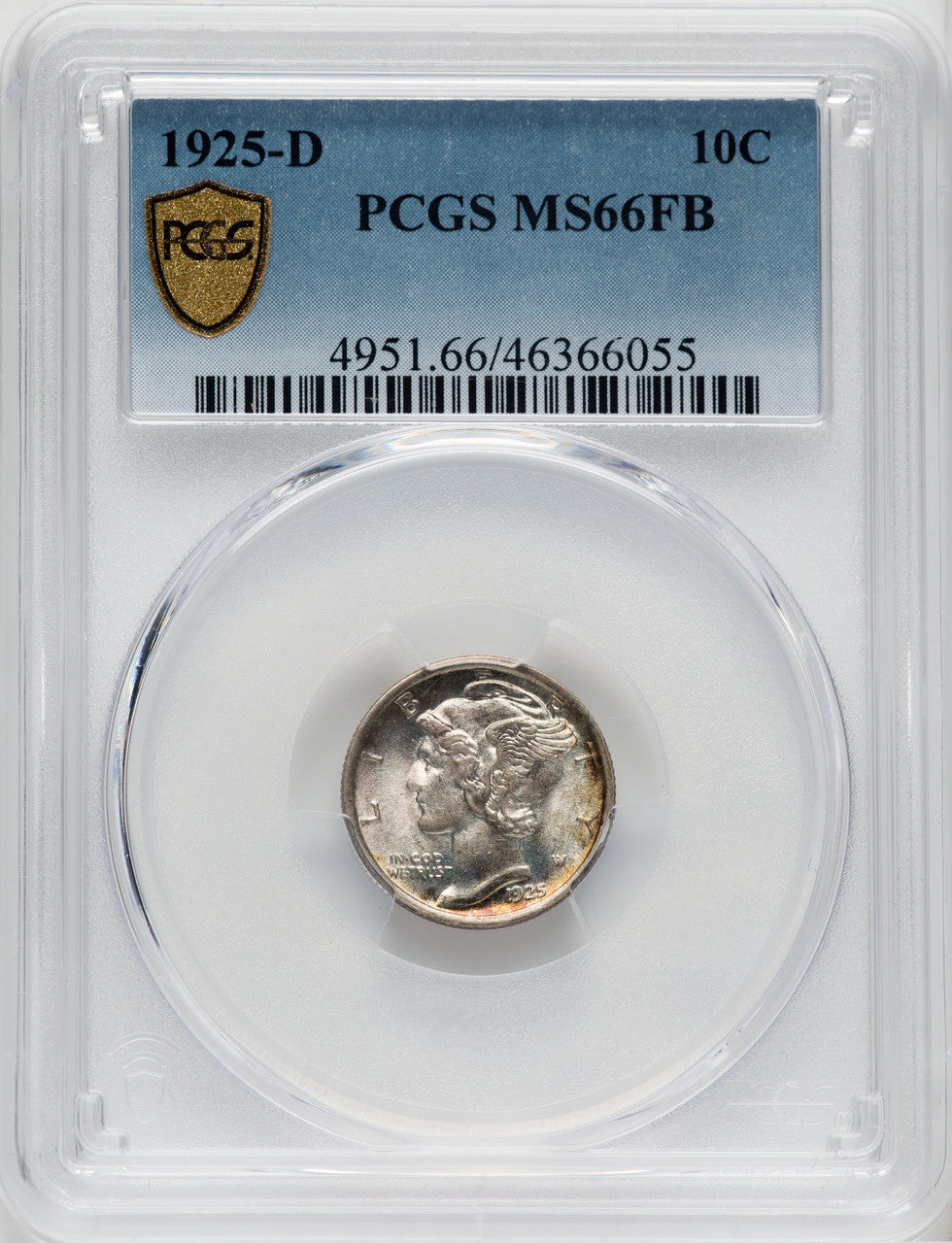 1925-D 10C FB Mercury Dime PCGS MS66