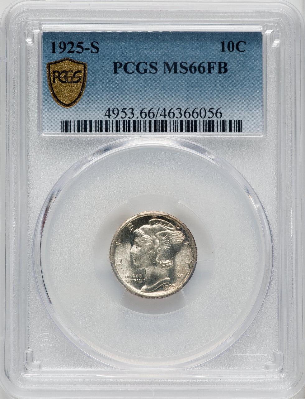 1925-S 10C FB Mercury Dime PCGS MS66