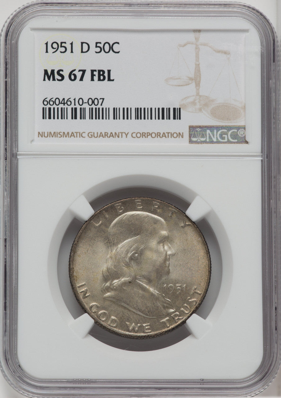 1951-D 50C FL Franklin Half Dollar NGC MS67