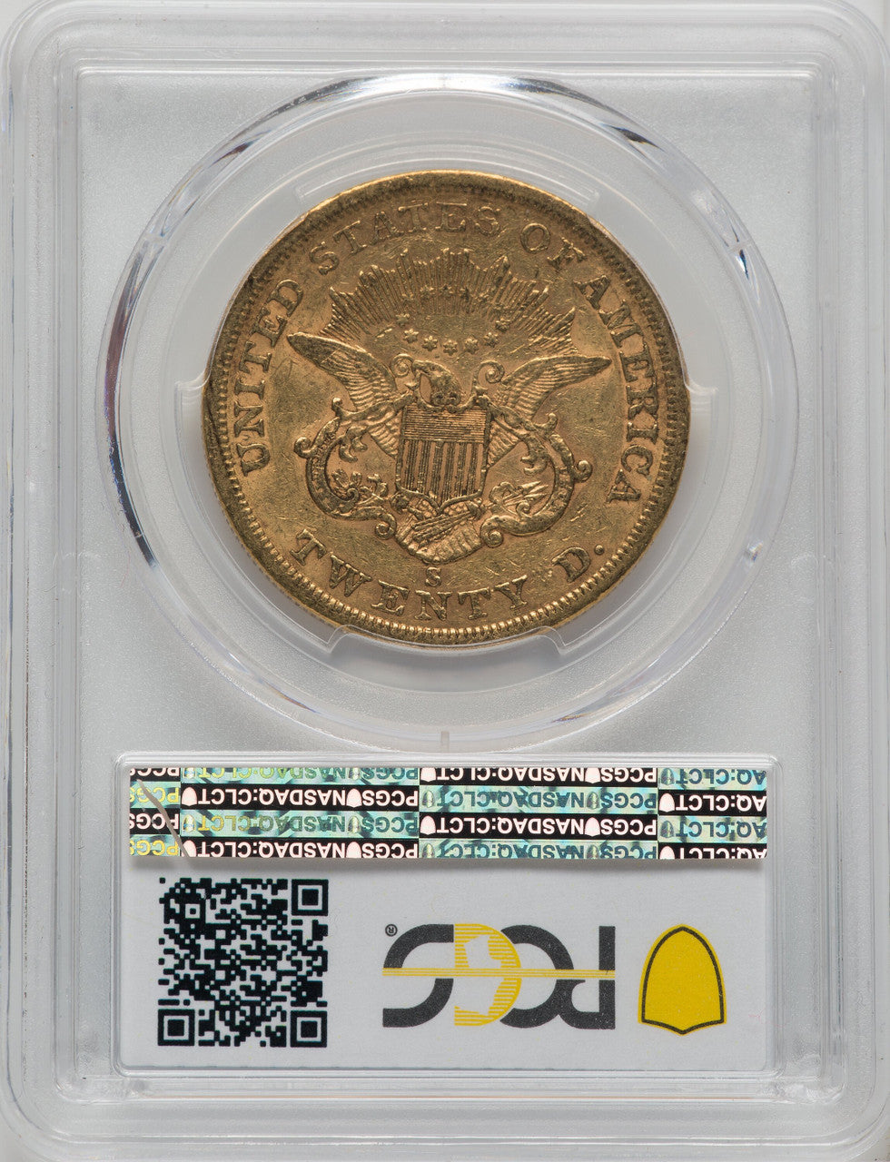 1862-S $20 CAC Liberty Double Eagle PCGS AU53