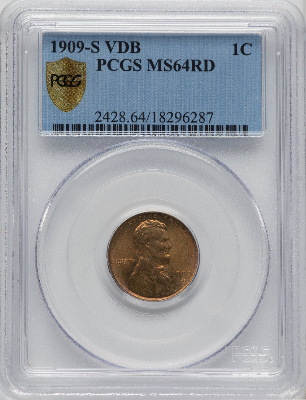 1909-S 1C VDB RD Lincoln Cent PCGS MS64