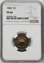 1868 5C Proof Shield Nickel NGC PR66
