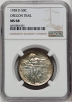 1938-D 50C Oregon Commemorative Silver NGC MS68