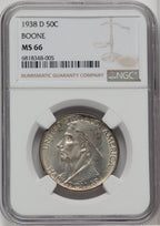 1938-D 50C Boone Commemorative Silver NGC MS66