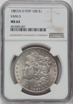 1887/6-O $1 VAM-3 Morgan Dollar NGC MS62