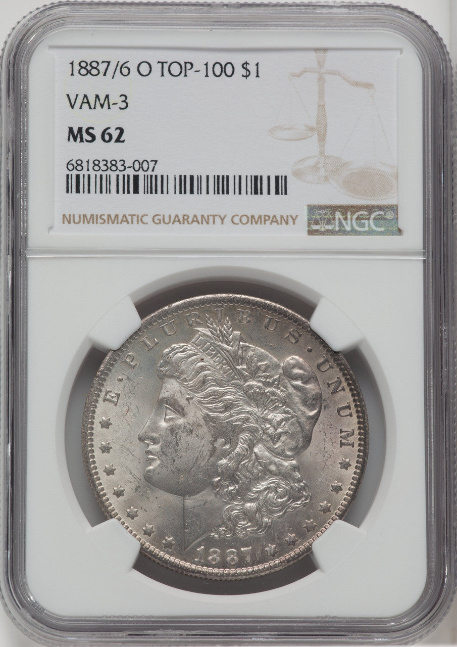 1887/6-O $1 VAM-3 Morgan Dollar NGC MS62