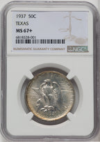 1937 50C Texas Commemorative Silver NGC MS67+