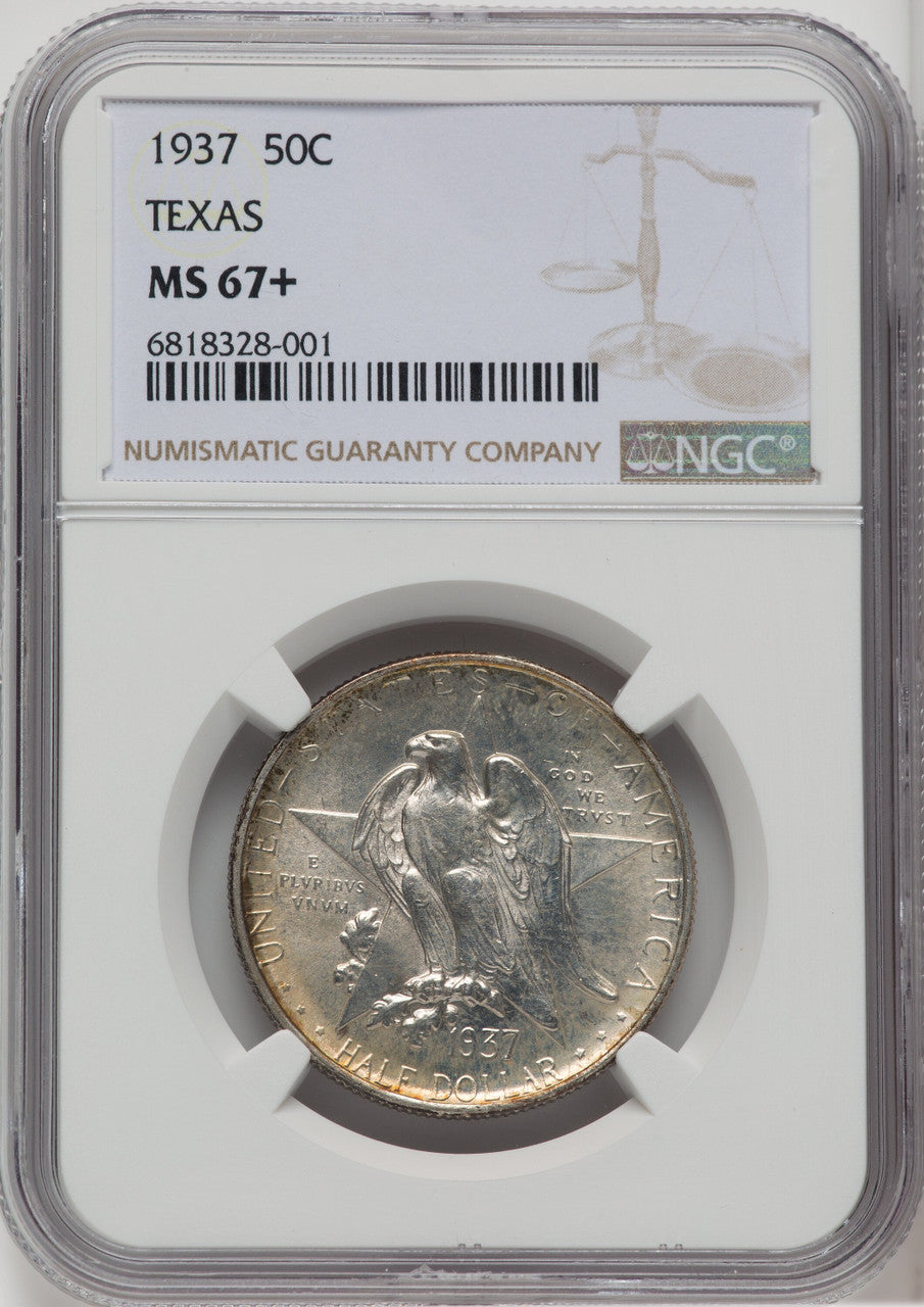 1937 50C Texas Commemorative Silver NGC MS67+