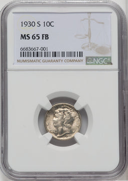 1930-S 10C FB Mercury Dime NGC MS65