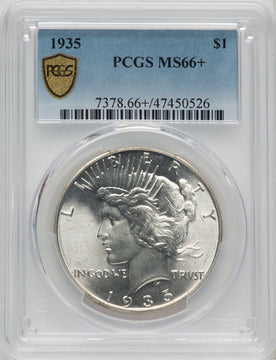 1935 $1 Peace Dollar PCGS MS66+