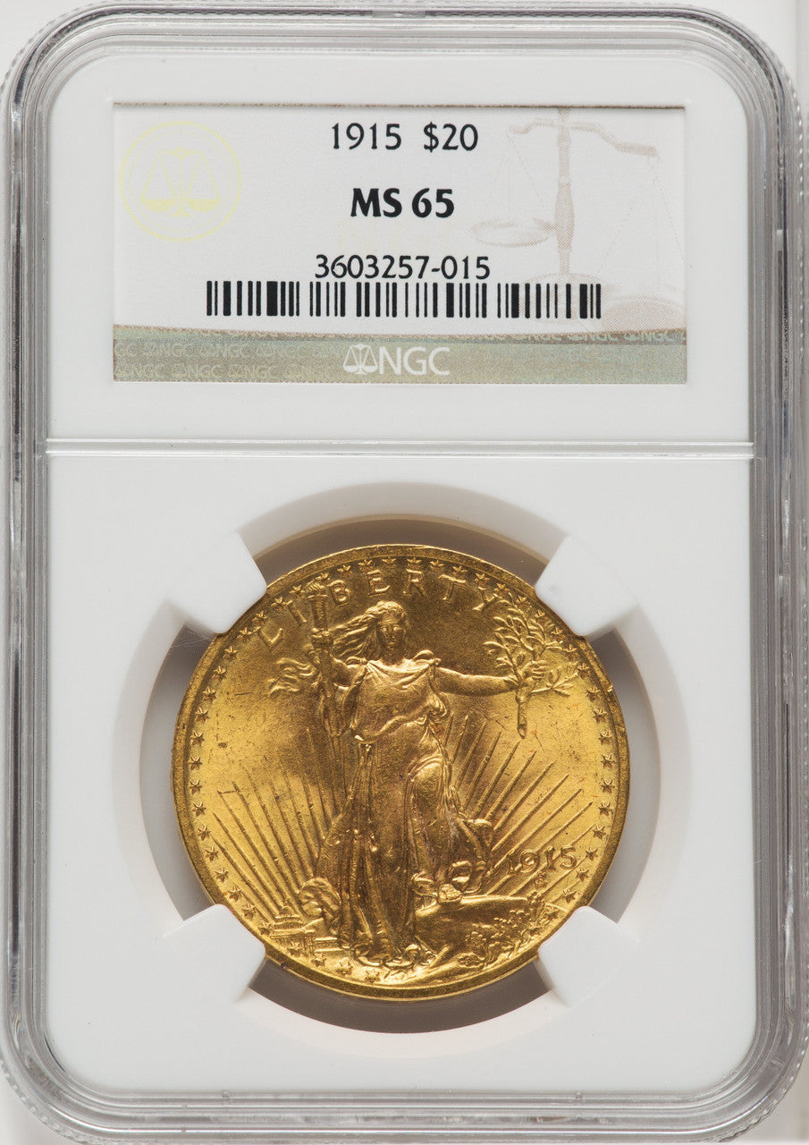 1915 $20 Saint-Gaudens Double Eagle NGC MS65