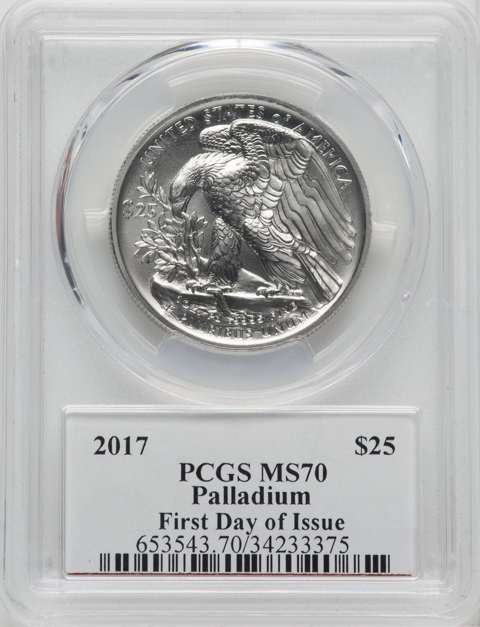 2017 $25 Palladium Eagle First Day of Issue Moy Signature PCGS MS70