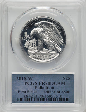 2018-W $25 Palladium First Strike Cleveland Shield PCGS PR70