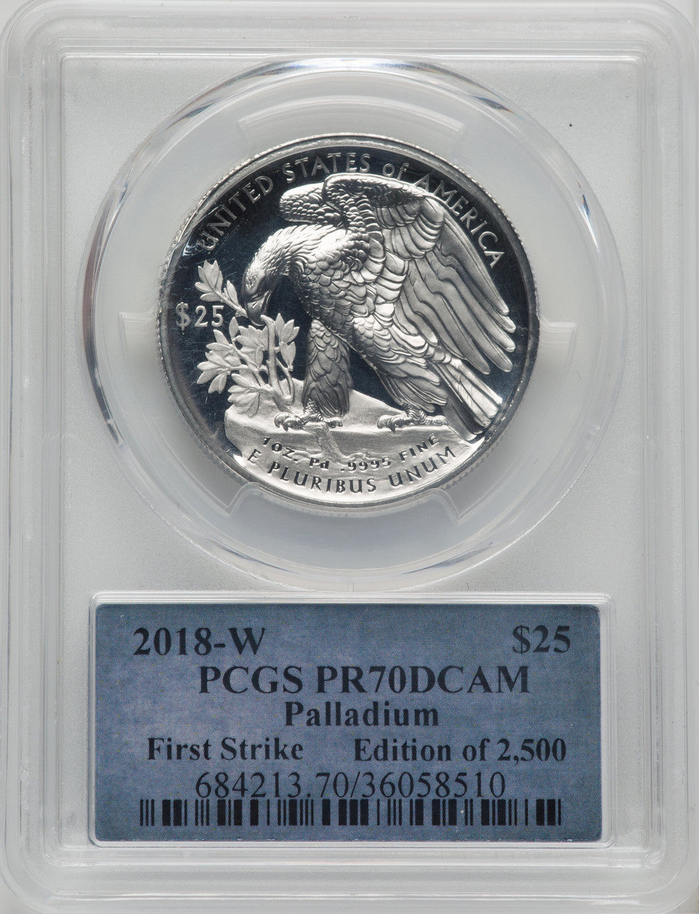 2018-W $25 Palladium First Strike Cleveland Shield PCGS PR70