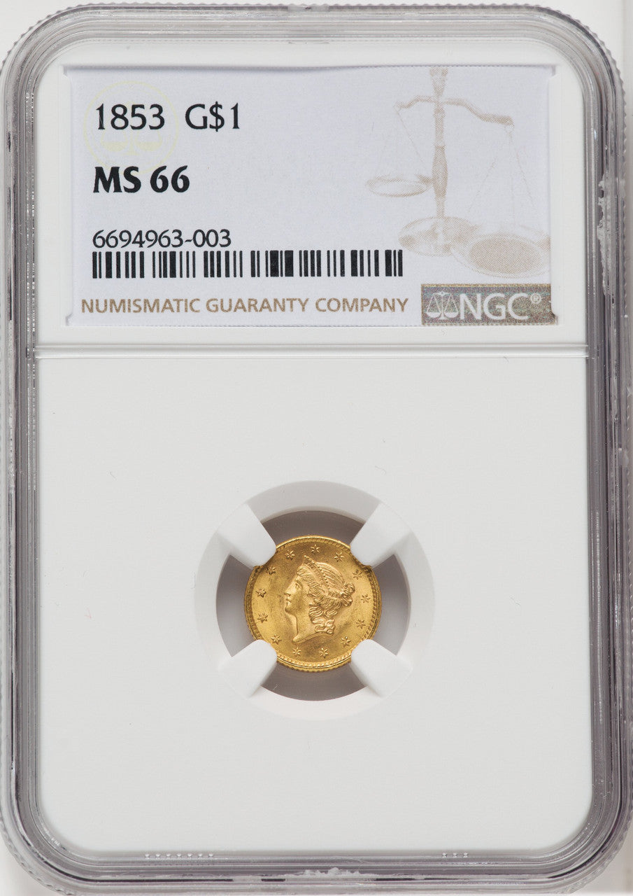1853 G$1 Gold Dollar NGC MS66 (764629003)