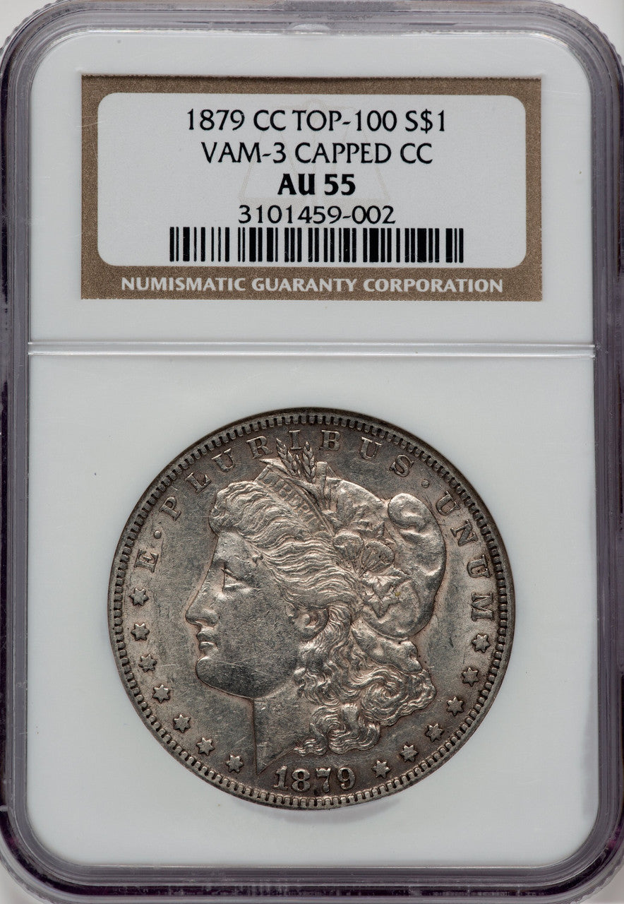 1879-CC $1 VAM 3 Capped Die Morgan Dollar NGC AU55