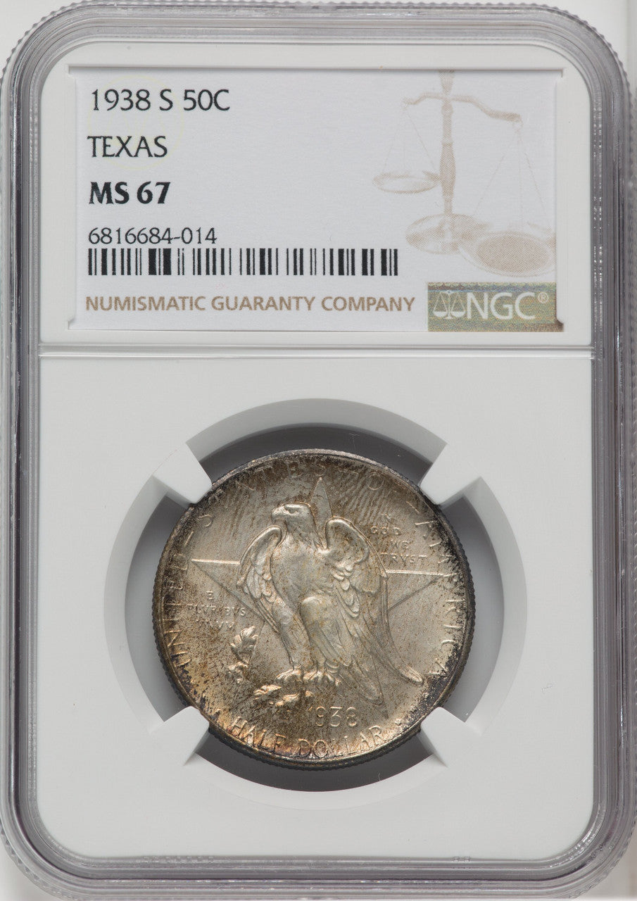 1938-S 50C Texas Commemorative Silver NGC MS67