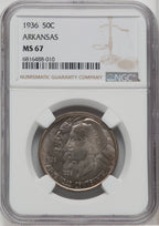1936 50C Arkansas Commemorative Silver NGC MS67 (764264016)
