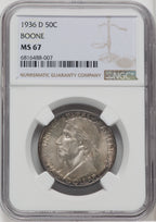 1936-D 50C Boone Commemorative Silver NGC MS67