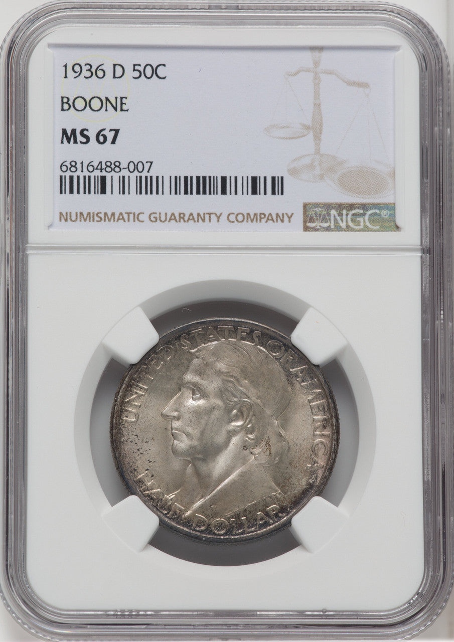 1936-D 50C Boone Commemorative Silver NGC MS67