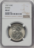 1937-S 50C Boone Commemorative Silver NGC MS67 (764264021)