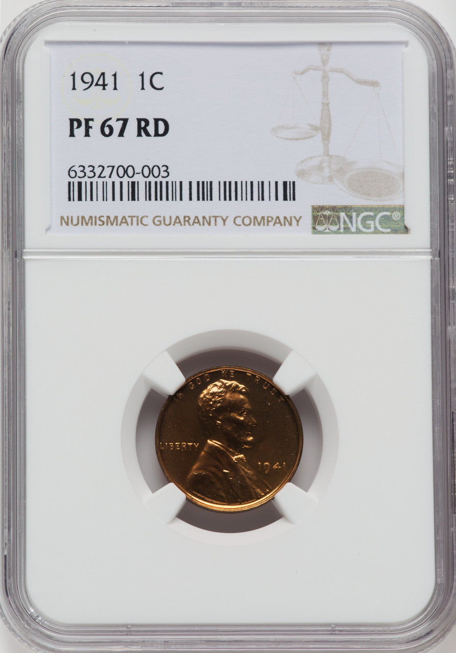 1941 1C RD Proof Lincoln Cent NGC PR67