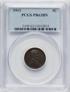 1911 1C BN Proof Lincoln Cent PCGS PR63