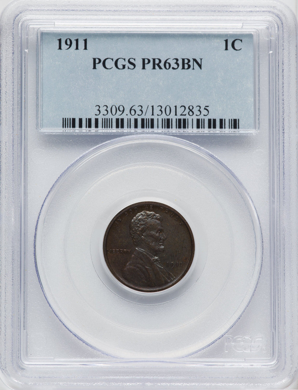 1911 1C BN Proof Lincoln Cent PCGS PR63