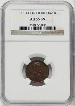 1955 1C Doubled Die Obverse FS-101 BN Lincoln Cent NGC AU55
