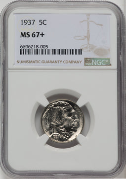 1937 5C Buffalo Nickel NGC MS67+