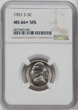 1951-S 5C FS Jefferson Nickel NGC MS66+