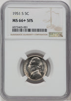 1951-S 5C FS Jefferson Nickel NGC MS66+