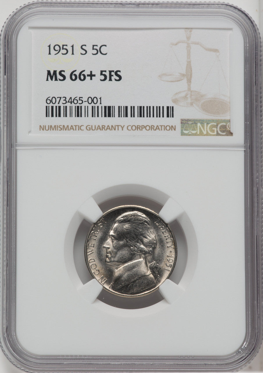 1951-S 5C FS Jefferson Nickel NGC MS66+