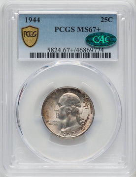 1944 25C CAC Washington Quarter PCGS MS67+